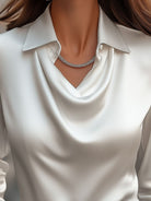 Delphine | White Draped Satin Blouse - Lumina Vancouver - Lumina Vancouver