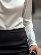 Delphine | White Draped Satin Blouse - Lumina Vancouver - Lumina Vancouver