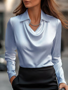 Delphine | White Draped Satin Blouse - Lumina Vancouver - Lumina Vancouver