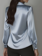 Delphine | White Draped Satin Blouse - Lumina Vancouver - Lumina Vancouver