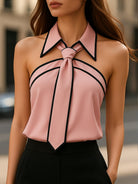 Lily | Halter Blouse Contrast Trim - Lumina Vancouver - Lumina Vancouver