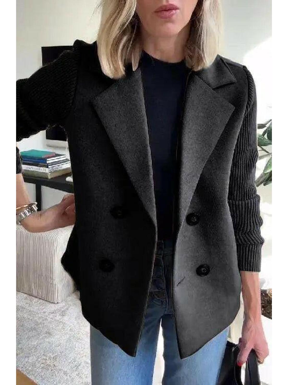 Harper | Button patchwork sleeves casual coat