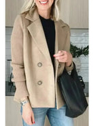 Harper | Button patchwork sleeves casual coat