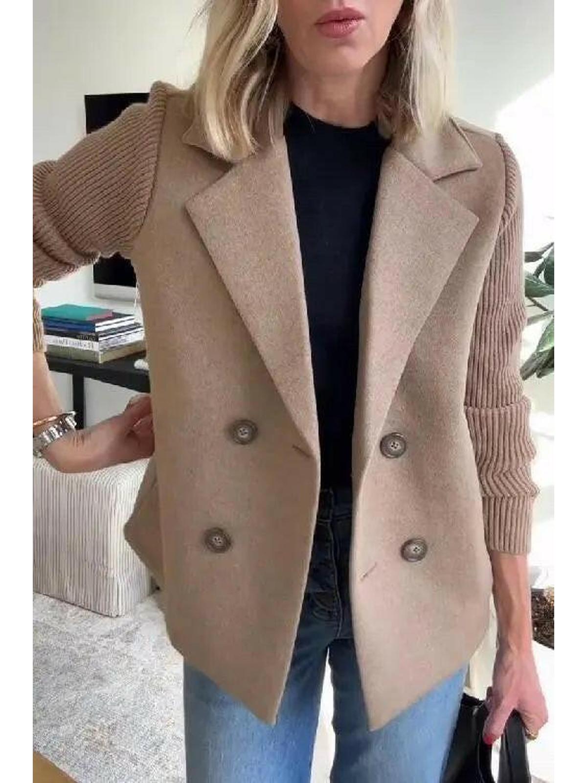 Harper | Button patchwork sleeves casual coat