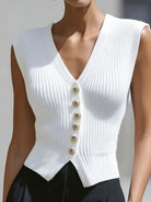Genevieve | Knit Button Vest Top - Lumina Vancouver - Lumina Vancouver