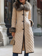 Aurora | Long Coat with Faux Fur Trim in Beige - Lumina Vancouver - Lumina Vancouver