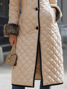 Aurora | Long Coat with Faux Fur Trim in Beige - Lumina Vancouver - Lumina Vancouver