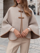 Elena | Cape Jacket with Herringbone Buckle - Lumina Vancouver - Lumina Vancouver