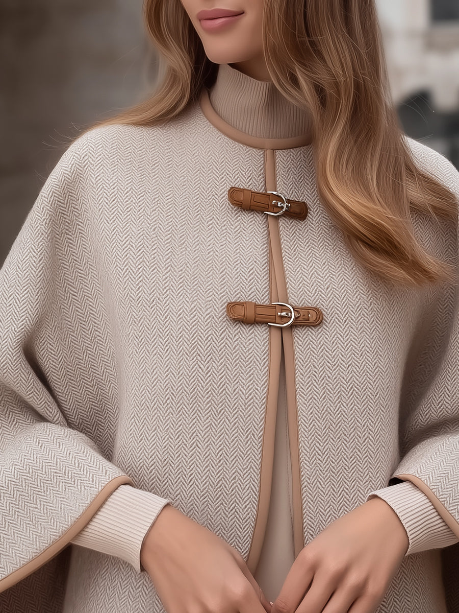 Elena | Cape Jacket with Herringbone Buckle - Lumina Vancouver - Lumina Vancouver