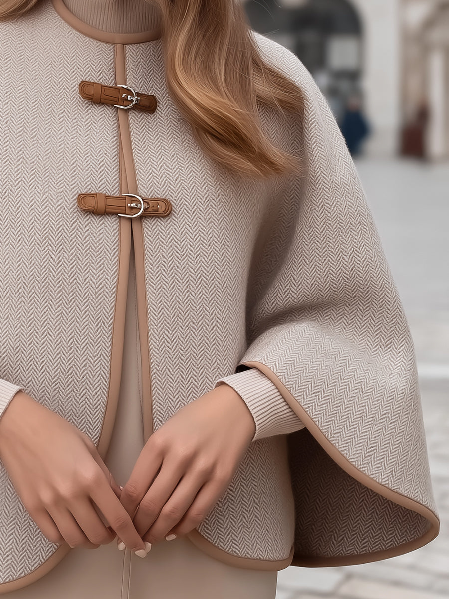 Elena | Cape Jacket with Herringbone Buckle - Lumina Vancouver - Lumina Vancouver