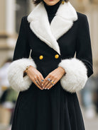 Aurora | Longline Coat with White Faux Fur Trim - Lumina Vancouver - Lumina Vancouver