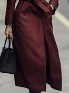 Elena | Double-Breasted Belted Trench Coat in Burgundy - Lumina Vancouver - Lumina Vancouver
