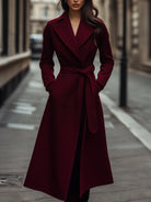 Elena | Structured Burgundy Wool Trench Coat with Feminine Fit - Lumina Vancouver - Lumina Vancouver