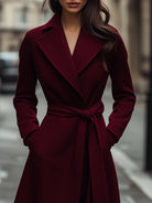 Elena | Structured Burgundy Wool Trench Coat with Feminine Fit - Lumina Vancouver - Lumina Vancouver