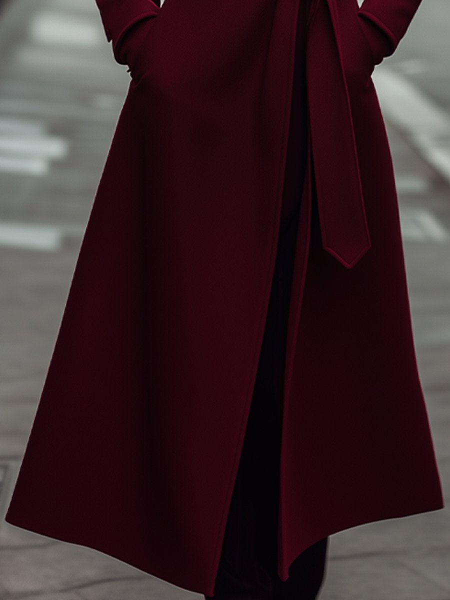 Elena | Structured Burgundy Wool Trench Coat with Feminine Fit - Lumina Vancouver - Lumina Vancouver