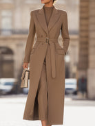 Isabelle | Belted Long Camel Wrap Coat - Lumina Vancouver - Lumina Vancouver