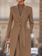 Isabelle | Belted Long Camel Wrap Coat - Lumina Vancouver - Lumina Vancouver