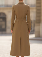 Isabelle | Belted Long Camel Wrap Coat - Lumina Vancouver - Lumina Vancouver