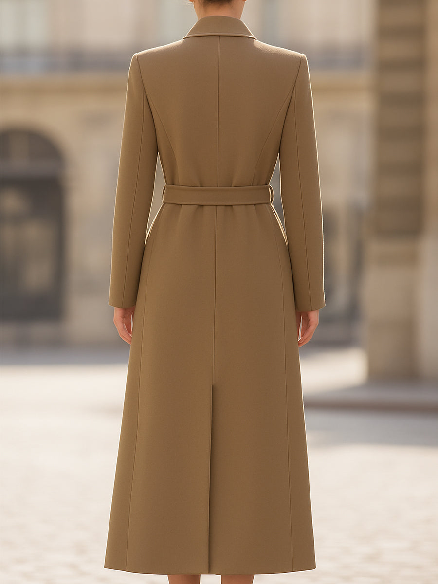 Isabelle | Belted Long Camel Wrap Coat - Lumina Vancouver - Lumina Vancouver