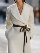 Ivory | Wool-Blend Coat With Contrast Tie Belt - Lumina Vancouver - Lumina Vancouver