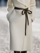 Ivory | Wool-Blend Coat With Contrast Tie Belt - Lumina Vancouver - Lumina Vancouver