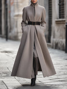 Elena | High-Collar Longline Coat with Belt - Lumina Vancouver - Lumina Vancouver