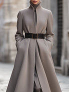 Elena | High-Collar Longline Coat with Belt - Lumina Vancouver - Lumina Vancouver