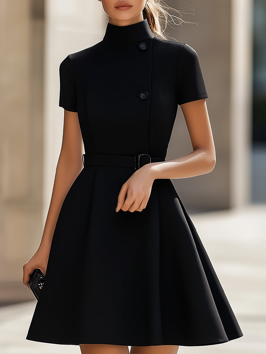 Isabelle | High Neck Belted Dress - Lumina Vancouver - Lumina Vancouver