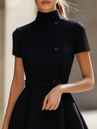 Isabelle | High Neck Belted Dress - Lumina Vancouver - Lumina Vancouver