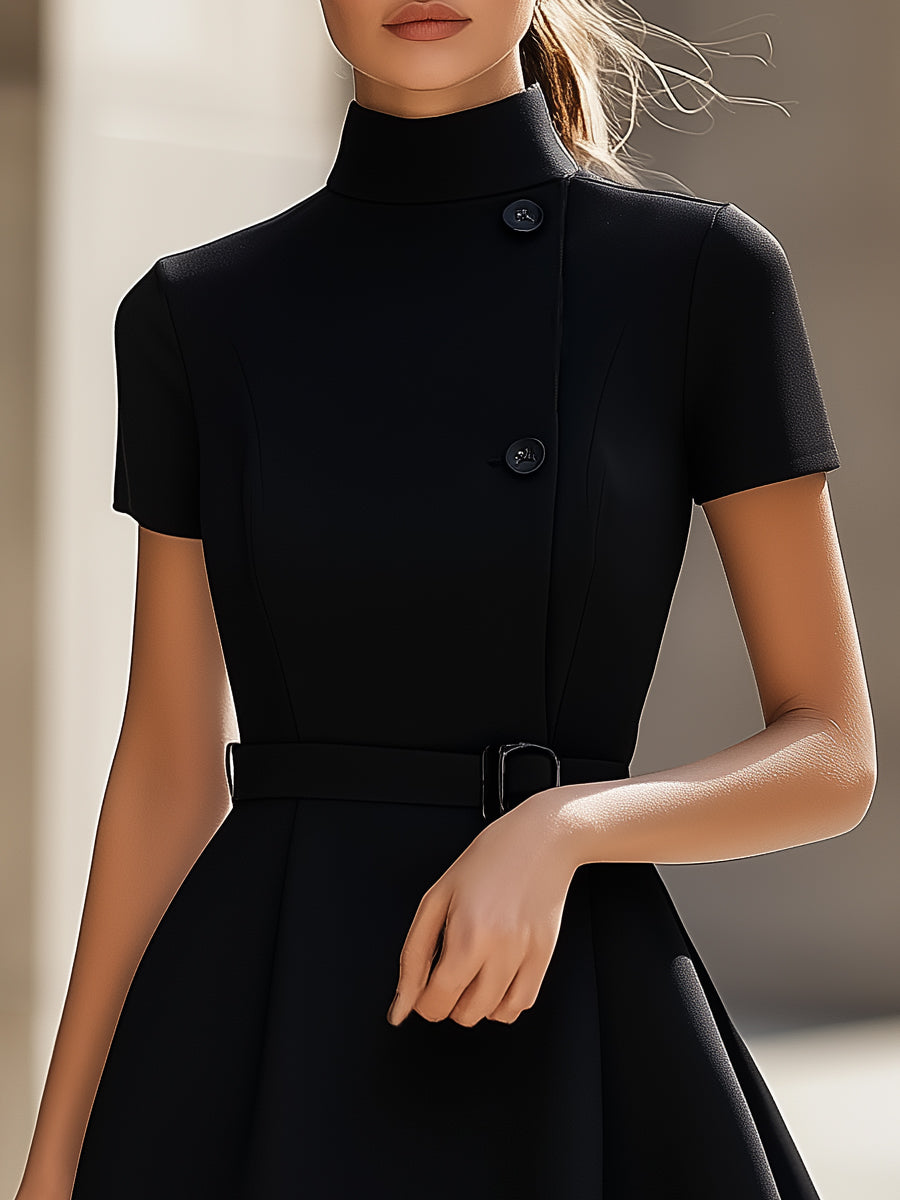 Isabelle | High Neck Belted Dress - Lumina Vancouver - Lumina Vancouver