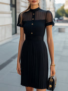 Luna | Sheer High Neck Pleated Dress - Lumina Vancouver - Lumina Vancouver