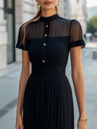 Luna | Sheer High Neck Pleated Dress - Lumina Vancouver - Lumina Vancouver