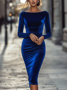 Luna | Boat Neck Velvet Bodycon Dress - Lumina Vancouver - Lumina Vancouver