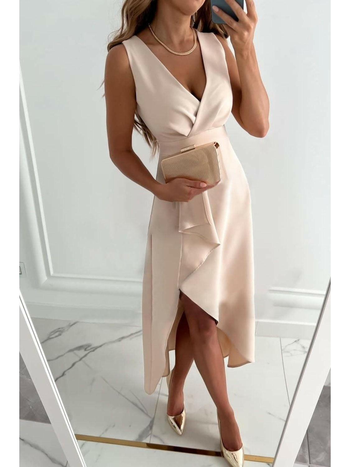 Mandy - Chic Wrap V-Neck Midi Dress