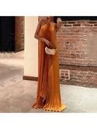Kyla - Chic Pleated Halter Neck Maxi Dress