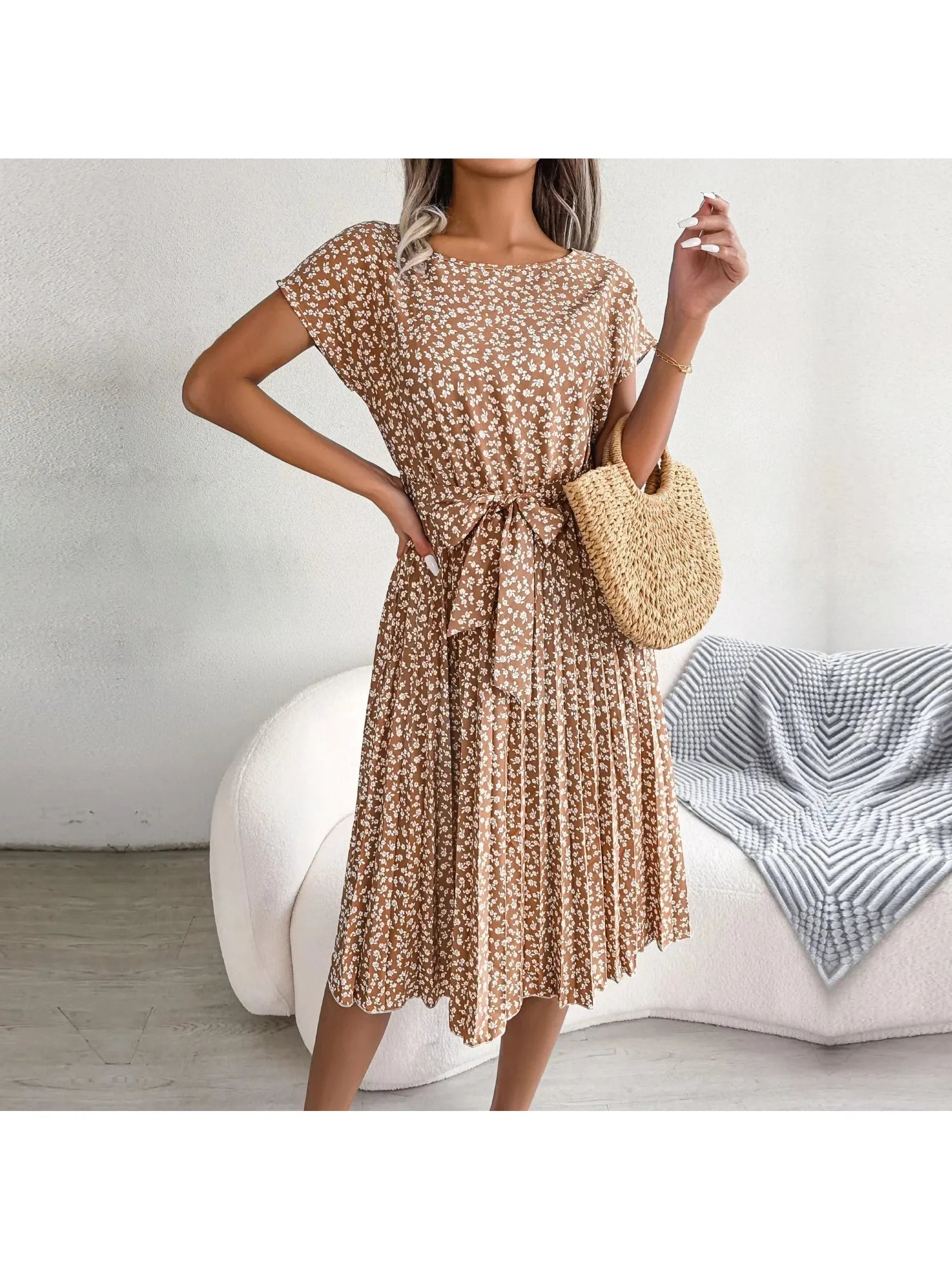 Anabelle™ - Floral Pleated Midi Dress