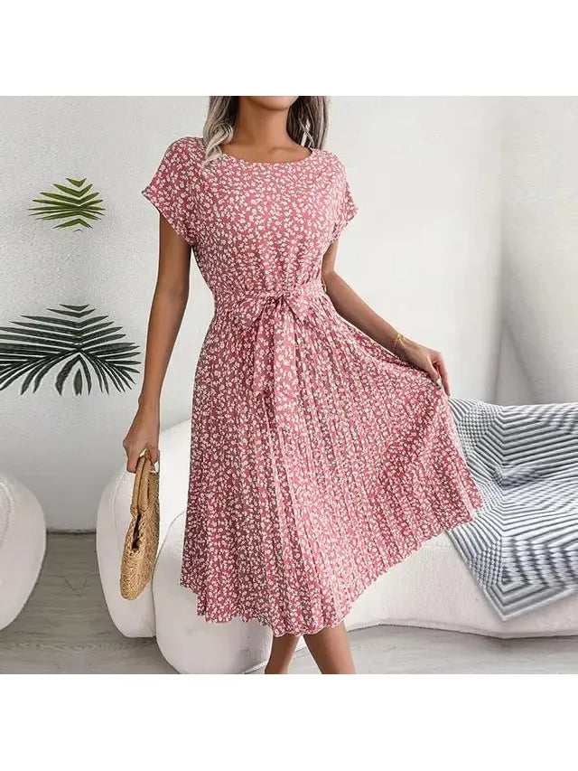 Anabelle™ - Floral Pleated Midi Dress