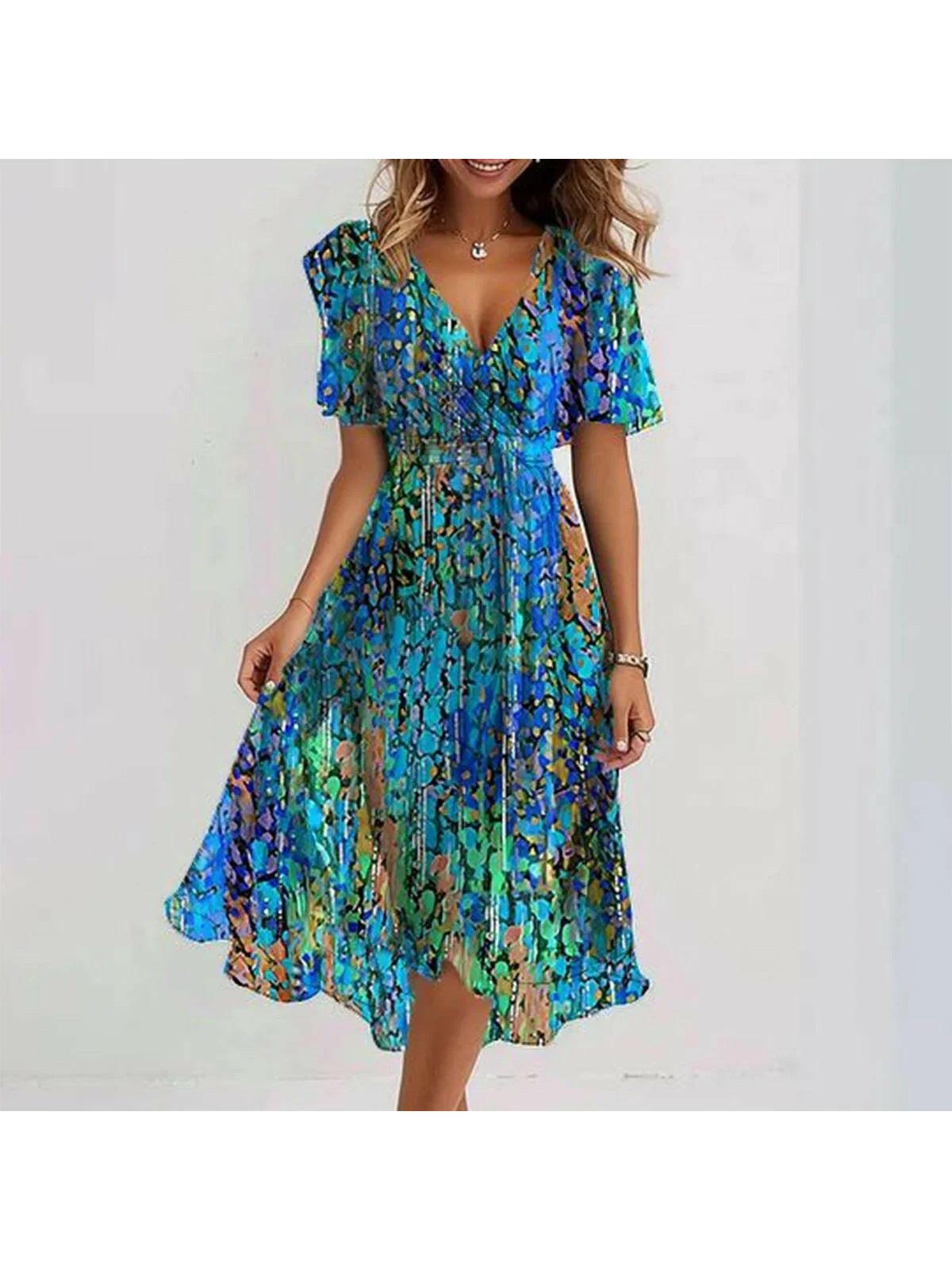 Liza™ - Vibrant Abstract Midi Dress