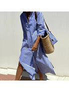 GRACE™ - Elegant Striped Shirt Dress