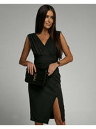 Nadinee™ - V-Neck Dress With Slit