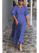 Carla™ - Elegant Puff-Sleeve Dress