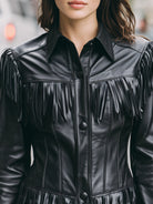 Elena | Faux Leather Jacket with Black Fringe - Lumina Vancouver - Lumina Vancouver