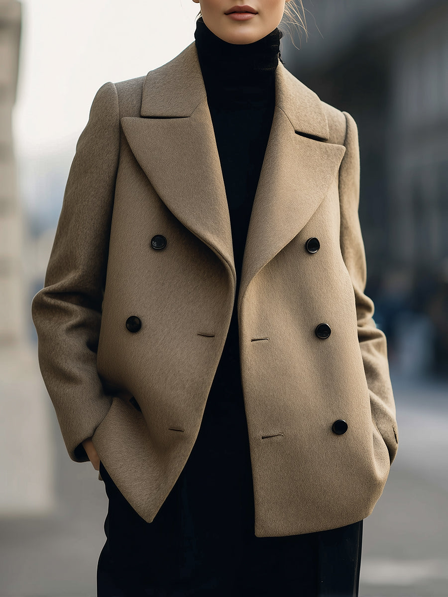 Elena | Short Double-Breasted Camel Coat - Lumina Vancouver - Lumina Vancouver