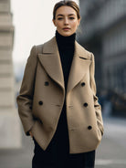 Elena | Short Double-Breasted Camel Coat - Lumina Vancouver - Lumina Vancouver