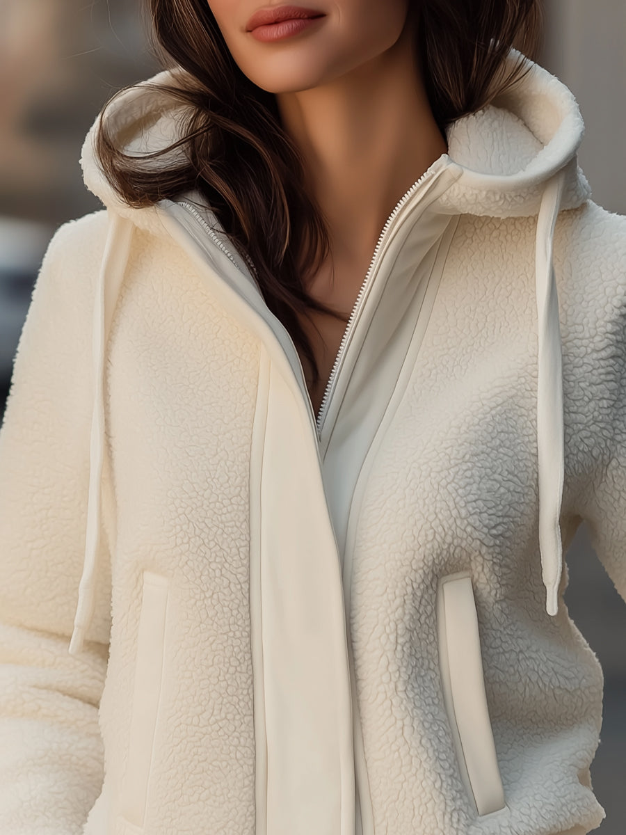 Elena | Hooded Jacket with Contrast-Trim Fleece Patchwork - Lumina Vancouver - Lumina Vancouver