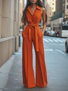 Lucienne | Sleeveless Orange Jumpsuit - Lumina Vancouver - Lumina Vancouver