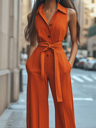 Lucienne | Sleeveless Orange Jumpsuit - Lumina Vancouver - Lumina Vancouver