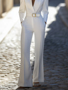 Alessandra | Ivory Belted Power Jumpsuit - Lumina Vancouver - Lumina Vancouver