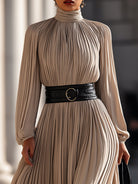 Isabelle | Pleated High-Neck Maxi Dress - Lumina Vancouver - Lumina Vancouver