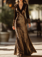 Valentina | Leopard Velvet Fitted Gown - Lumina Vancouver - Lumina Vancouver